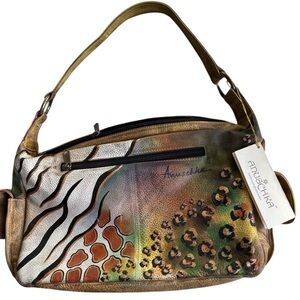 ANUSCHKA Animal Print HAND PAINTED Leather Hobo Bag
W dust bag NWT